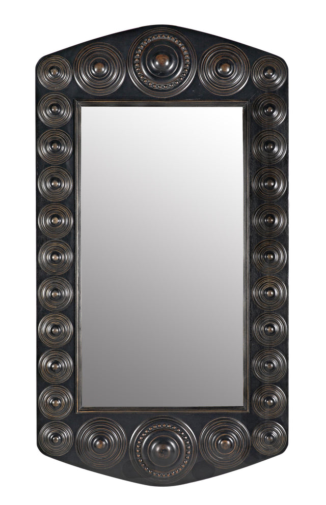 NOIR Nanna Mirror Hand Rubbed Black with Light Brown Trim