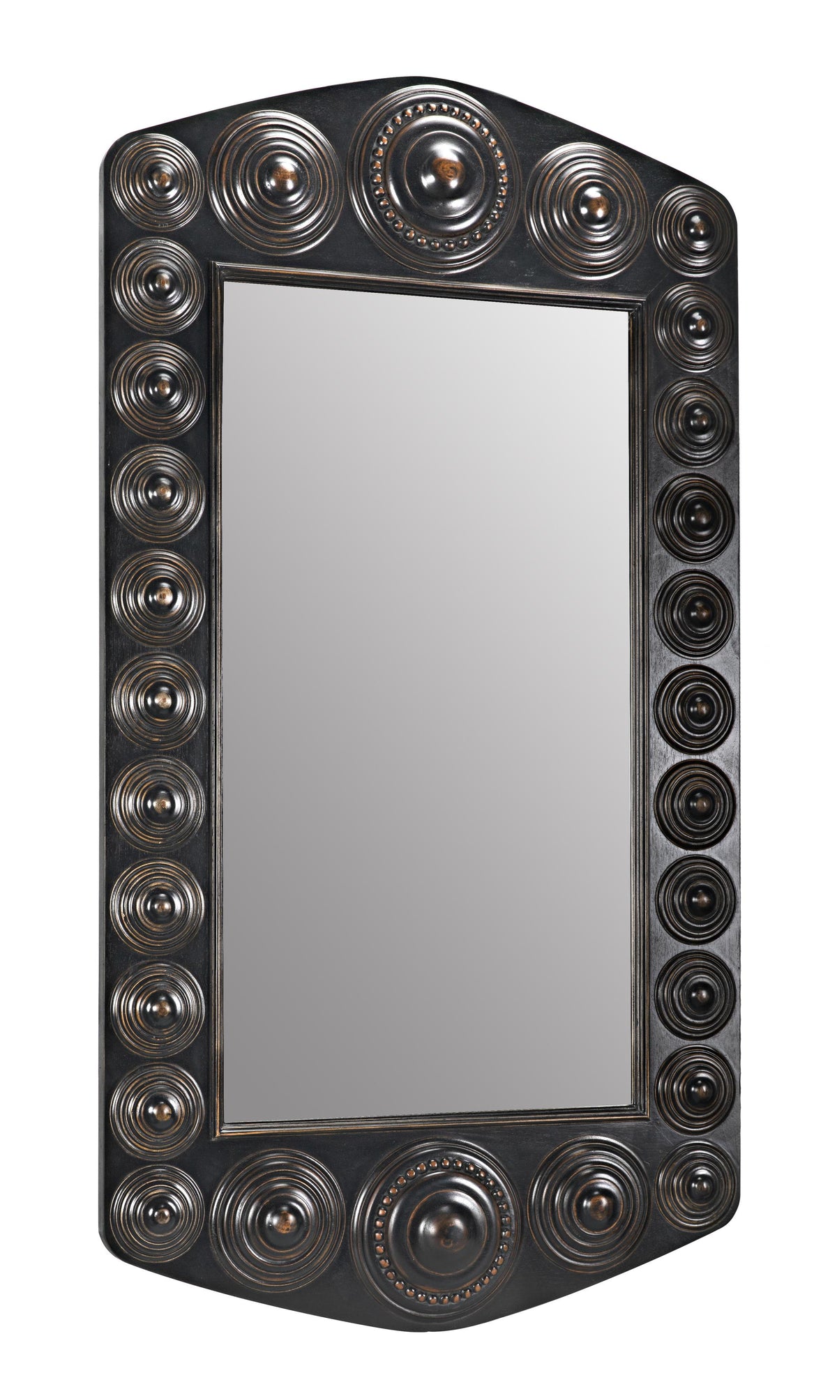 NOIR Nanna Mirror Hand Rubbed Black with Light Brown Trim