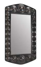 NOIR Nanna Mirror Hand Rubbed Black with Light Brown Trim