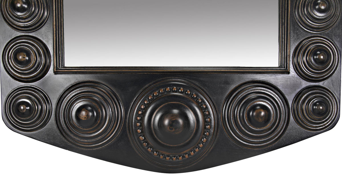 NOIR Nanna Mirror Hand Rubbed Black with Light Brown Trim