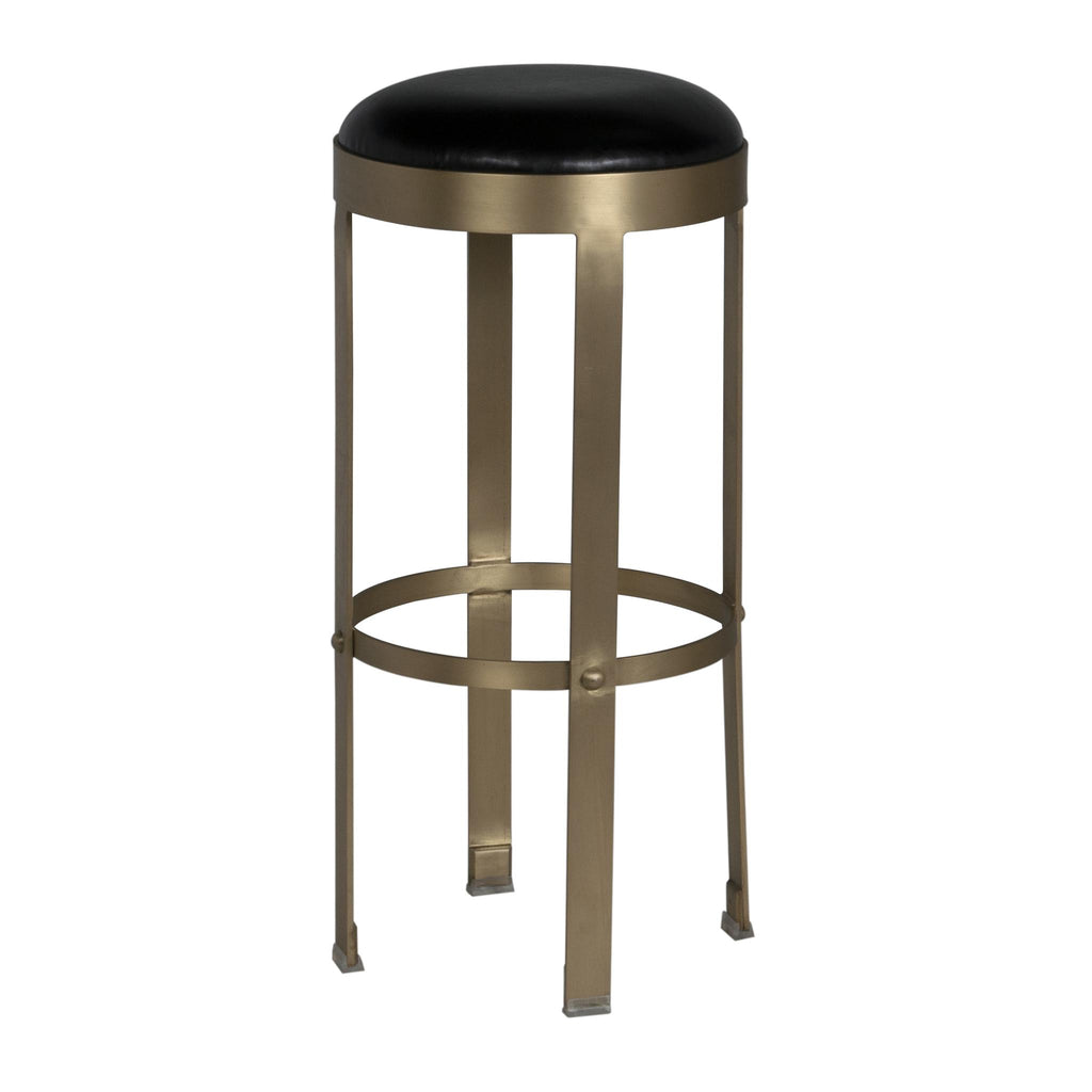 NOIR Prince Stool with Leather Brass Finish