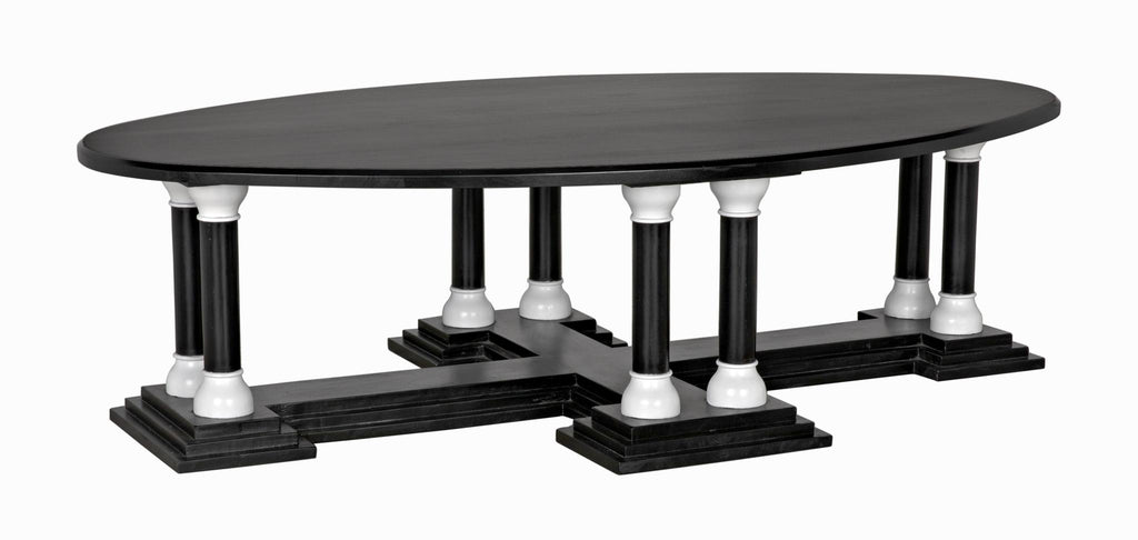 NOIR Desoto Coffee Table Hand Rubbed Black and Solid White