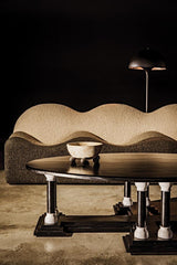 NOIR Desoto Coffee Table Hand Rubbed Black and Solid White