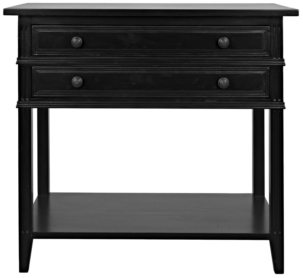 NOIR Colonial 2-Drawer Side Table Distressed Black