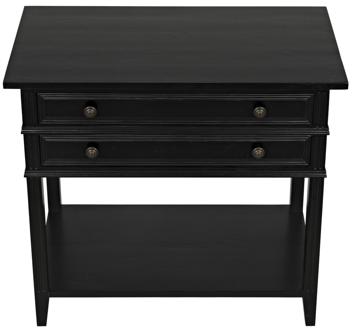 NOIR Colonial 2-Drawer Side Table Distressed Black