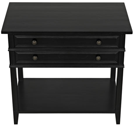 NOIR Colonial 2-Drawer Side Table Distressed Black
