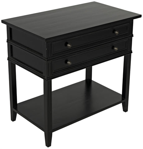 NOIR Colonial 2-Drawer Side Table Distressed Black