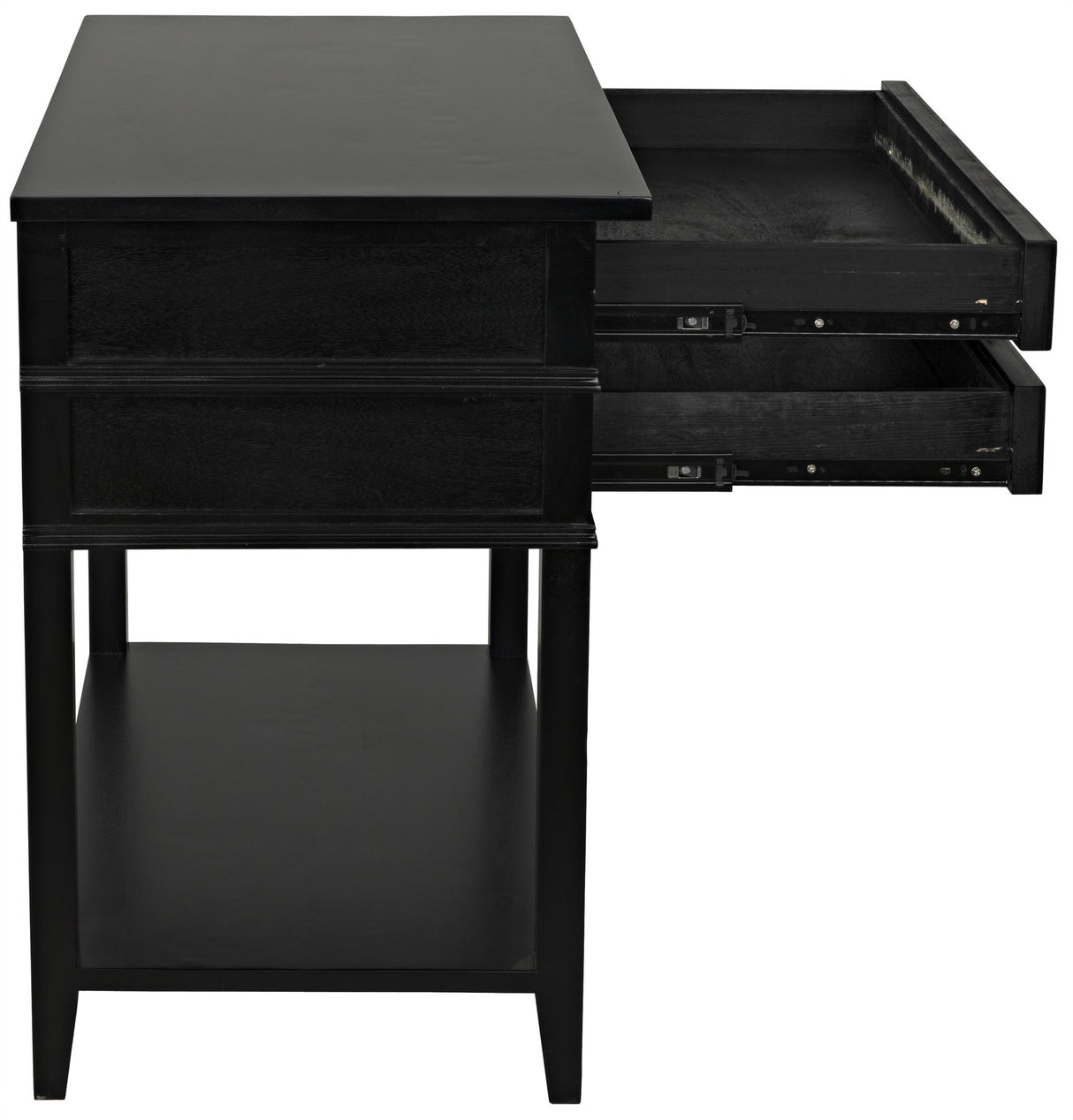 NOIR Colonial 2-Drawer Side Table Distressed Black