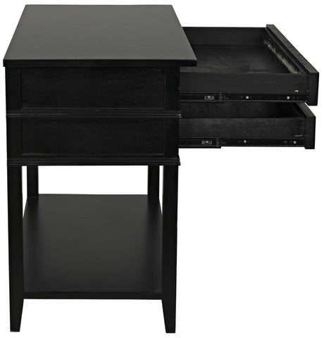 NOIR Colonial 2-Drawer Side Table Distressed Black