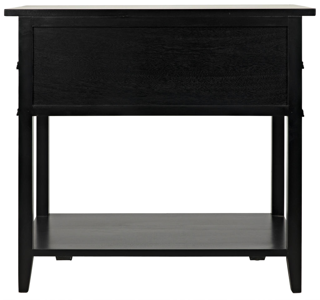 NOIR Colonial 2-Drawer Side Table Distressed Black
