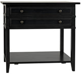 NOIR Colonial 2-Drawer Side Table Distressed Black
