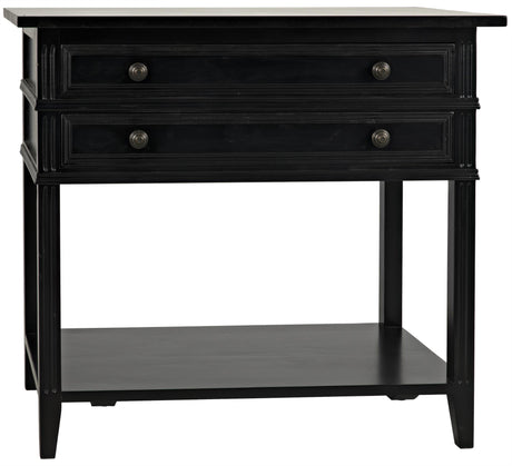 NOIR Colonial 2-Drawer Side Table Distressed Black
