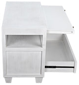 NOIR 2-Drawer Side Table with Sliding Tray White Wash