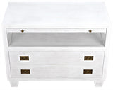 NOIR 2-Drawer Side Table with Sliding Tray White Wash