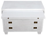NOIR 2-Drawer Side Table with Sliding Tray White Wash