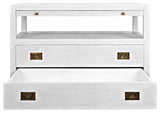 NOIR 2-Drawer Side Table with Sliding Tray White Wash