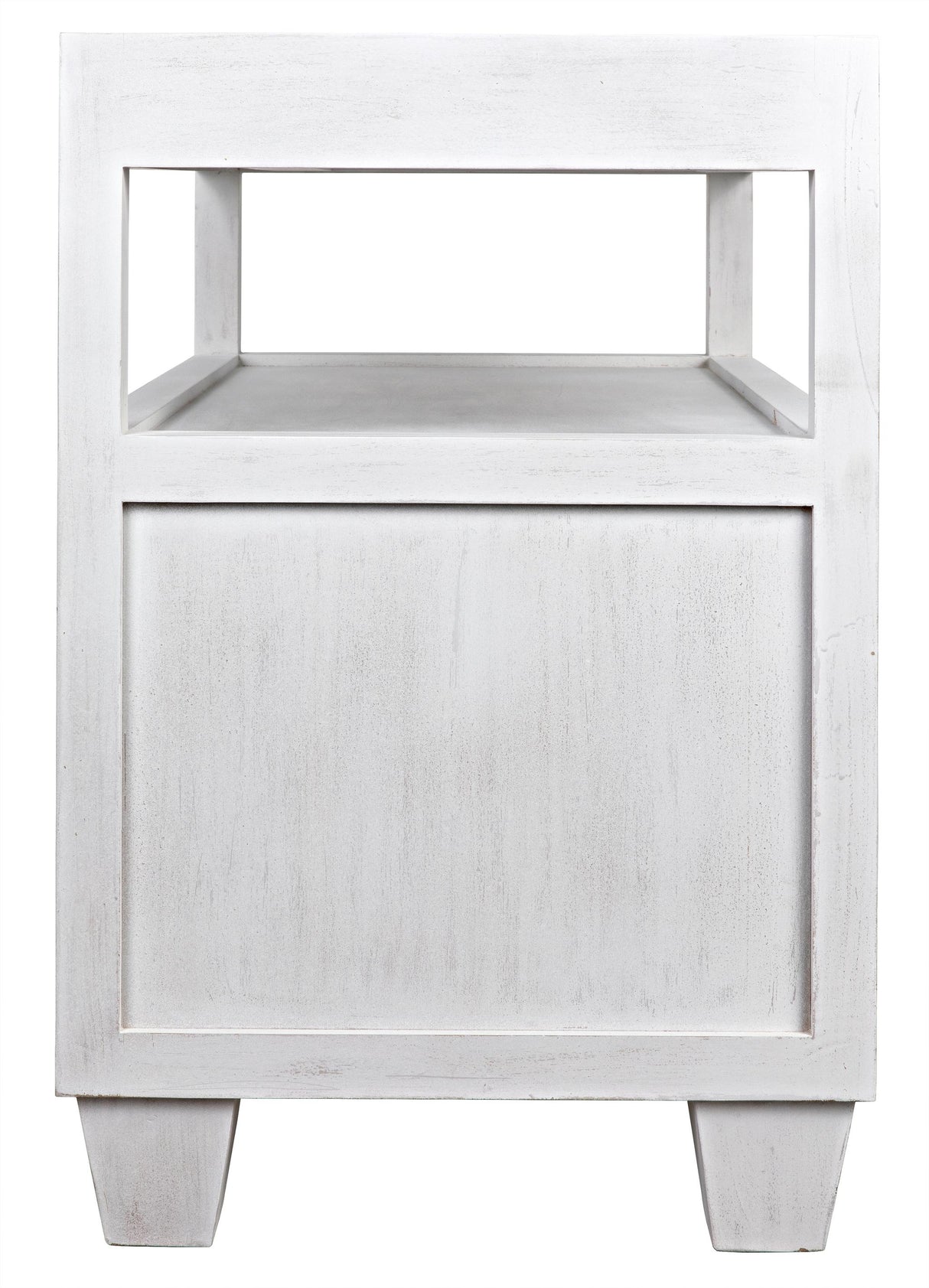 NOIR 2-Drawer Side Table with Sliding Tray White Wash