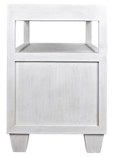 NOIR 2-Drawer Side Table with Sliding Tray White Wash
