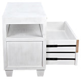 NOIR 2-Drawer Side Table with Sliding Tray White Wash
