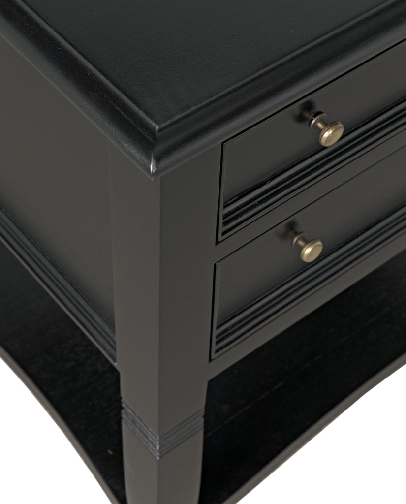NOIR Oxford 2-Drawer Side Table Hand Rubbed Black