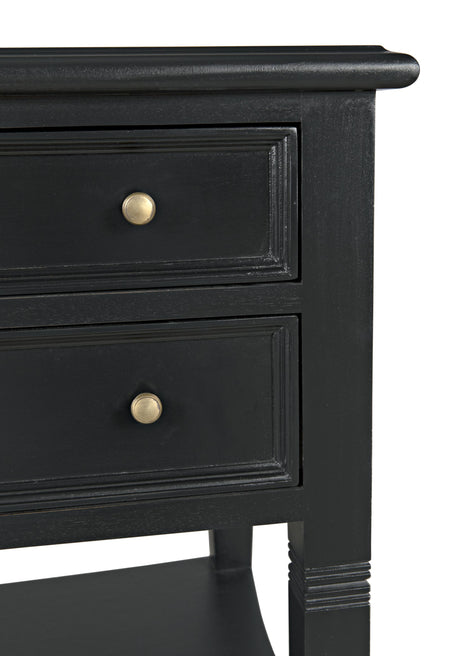 NOIR Oxford 2-Drawer Side Table Hand Rubbed Black