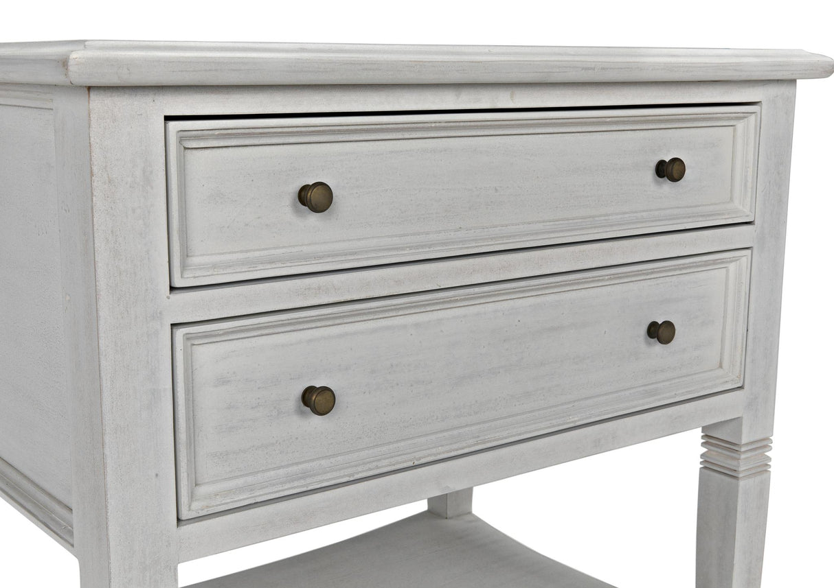 NOIR Oxford 2-Drawer Side Table White Wash