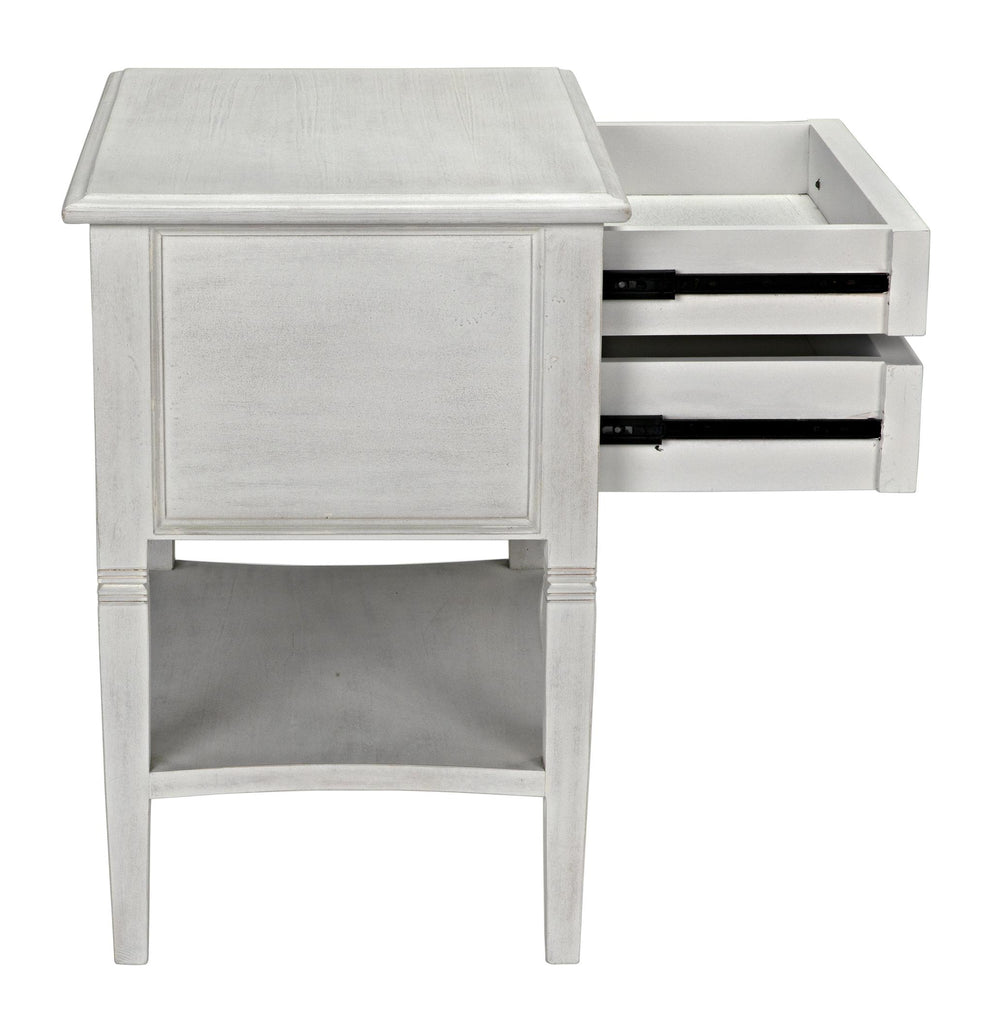 NOIR Oxford 2-Drawer Side Table White Wash
