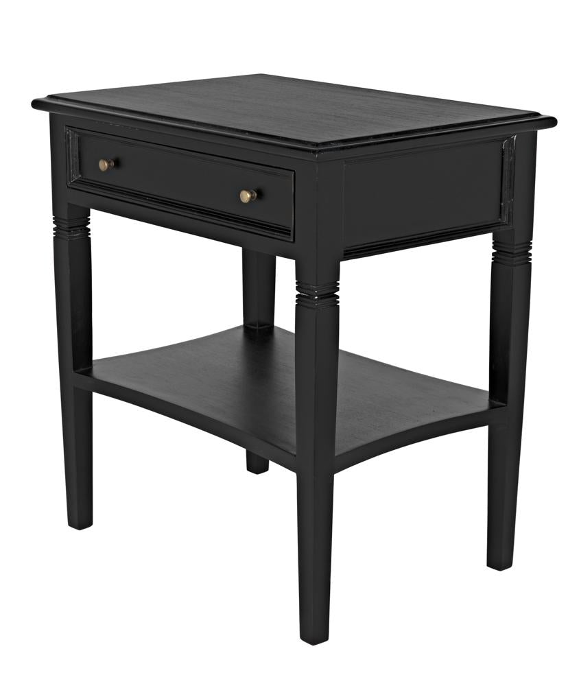NOIR Oxford 1-Drawer Side Table Hand Rubbed Black
