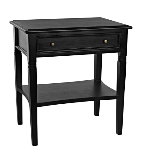 NOIR Oxford 1-Drawer Side Table Hand Rubbed Black