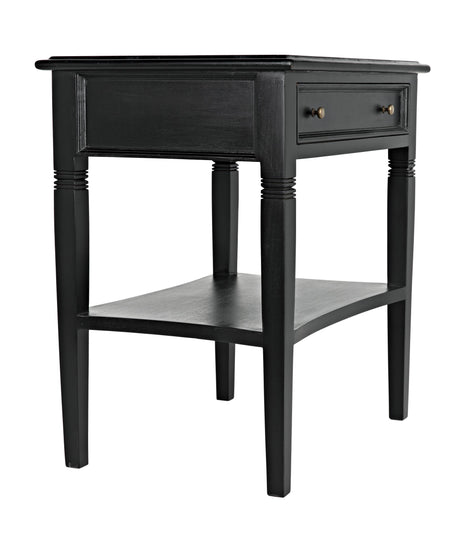 NOIR Oxford 1-Drawer Side Table Hand Rubbed Black