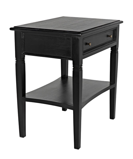NOIR Oxford 1-Drawer Side Table Hand Rubbed Black