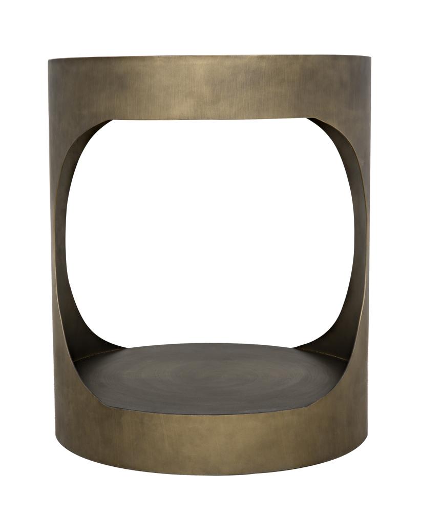NOIR Eclipse Round Side Table Metal with Aged Brass Finish