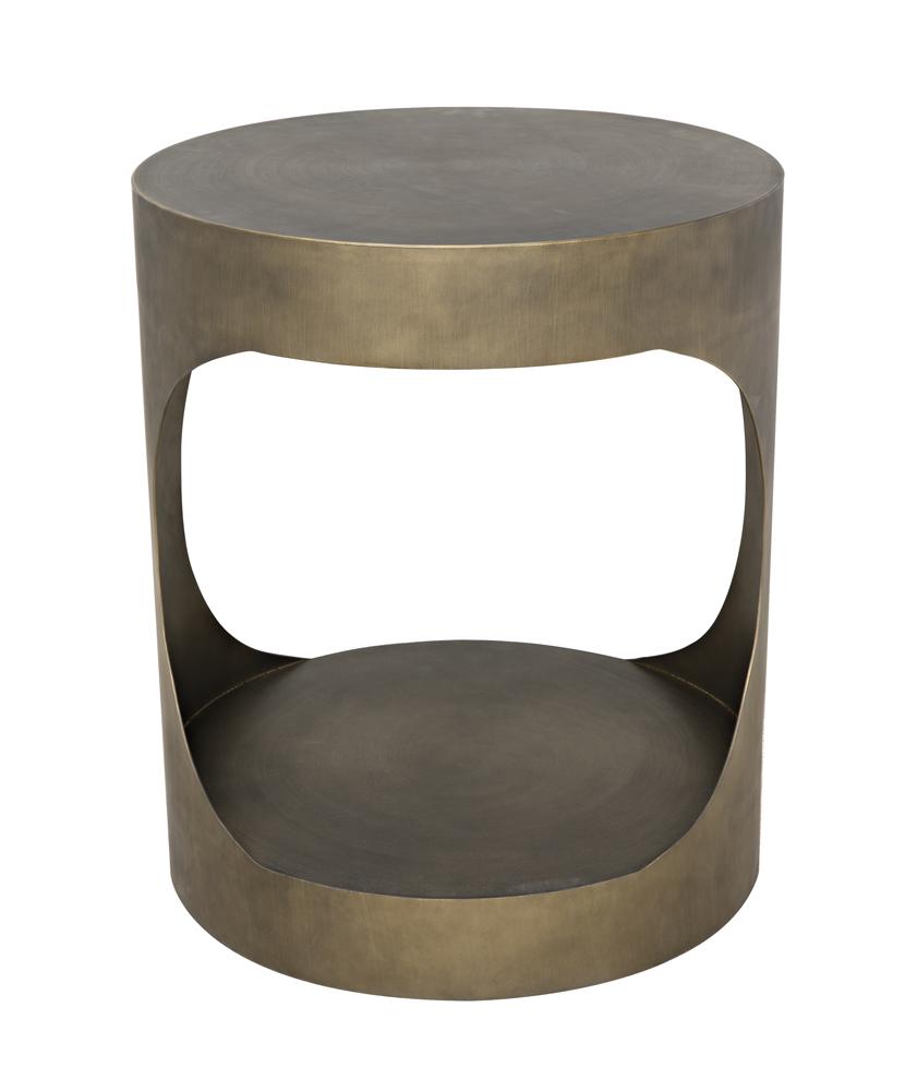 NOIR Eclipse Round Side Table Metal with Aged Brass Finish