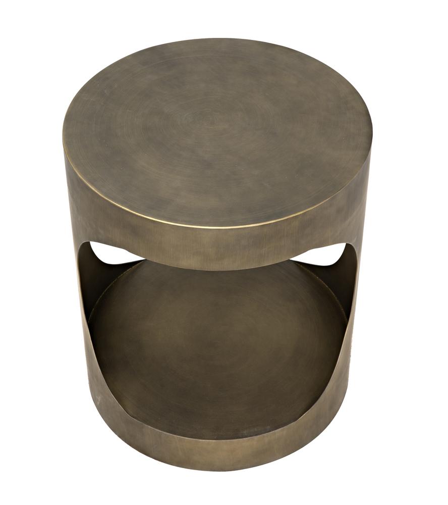 NOIR Eclipse Round Side Table Metal with Aged Brass Finish