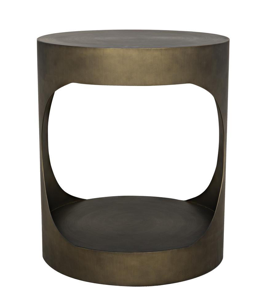 NOIR Eclipse Round Side Table Metal with Aged Brass Finish