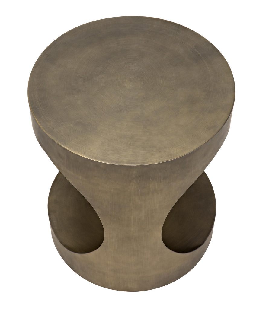 NOIR Eclipse Round Side Table Metal with Aged Brass Finish