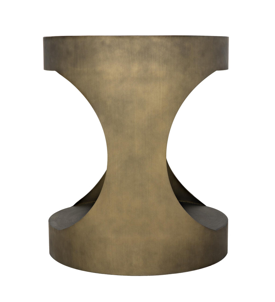 NOIR Eclipse Round Side Table Metal with Aged Brass Finish