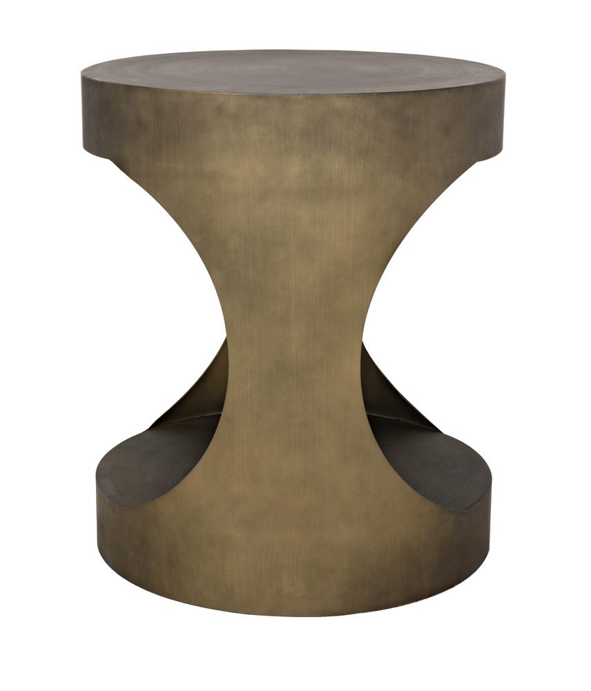 NOIR Eclipse Round Side Table Metal with Aged Brass Finish