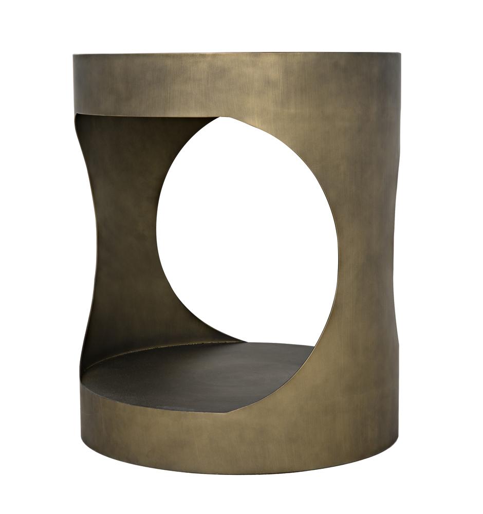 NOIR Eclipse Round Side Table Metal with Aged Brass Finish