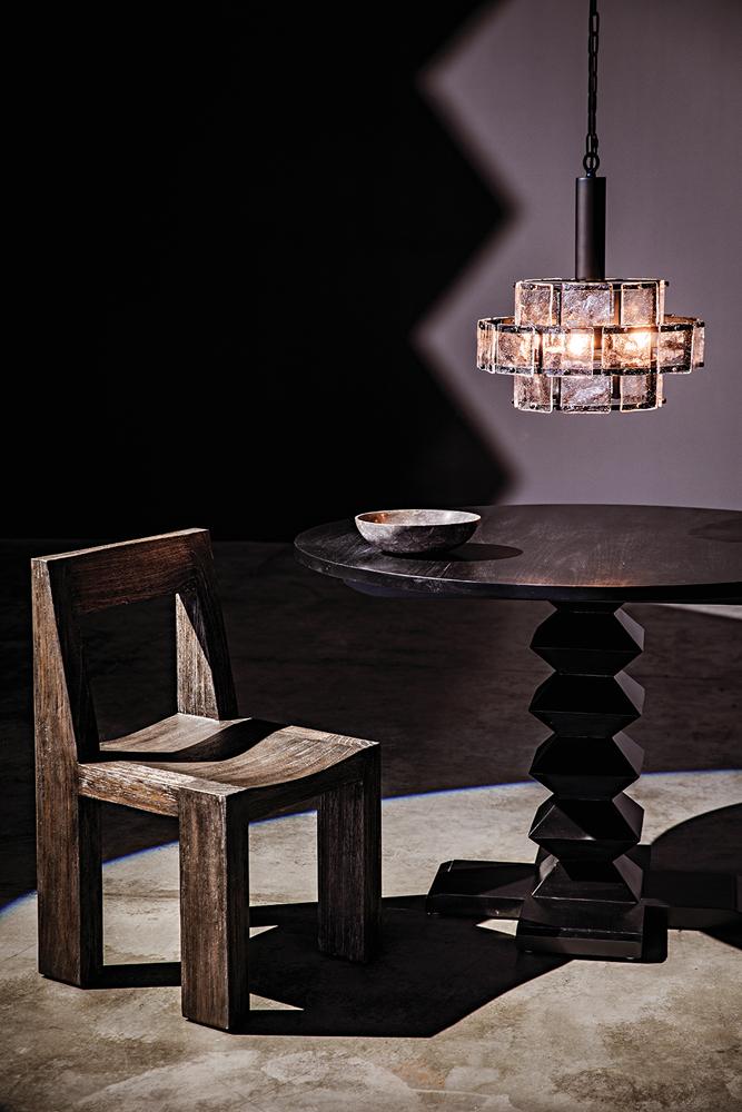 NOIR Zig-Zag Dining Table 48" Diameter Hand Rubbed Black