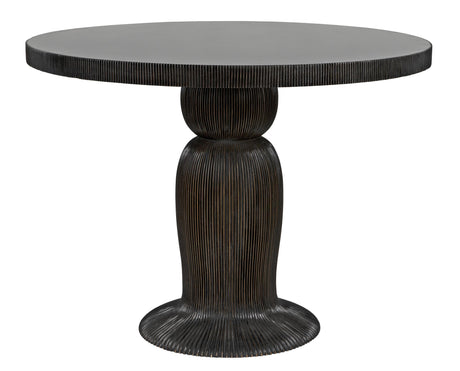 NOIR Portobello Dining Table Hand Rubbed Black with Light Brown Trim