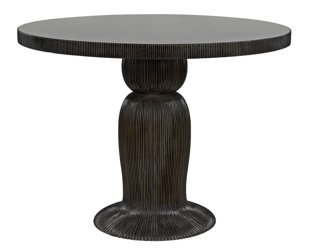 NOIR Portobello Dining Table Hand Rubbed Black with Light Brown Trim