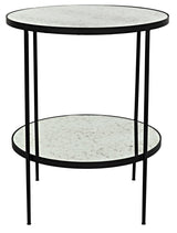 NOIR Anna Side Table Black Iron with Antiqued Mirror