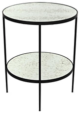 NOIR Anna Side Table Black Iron with Antiqued Mirror