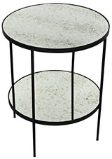 NOIR Anna Side Table Black Iron with Antiqued Mirror