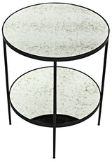 NOIR Anna Side Table Black Iron with Antiqued Mirror