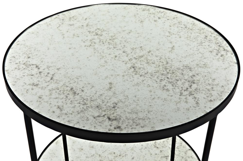 NOIR Anna Side Table Black Iron with Antiqued Mirror