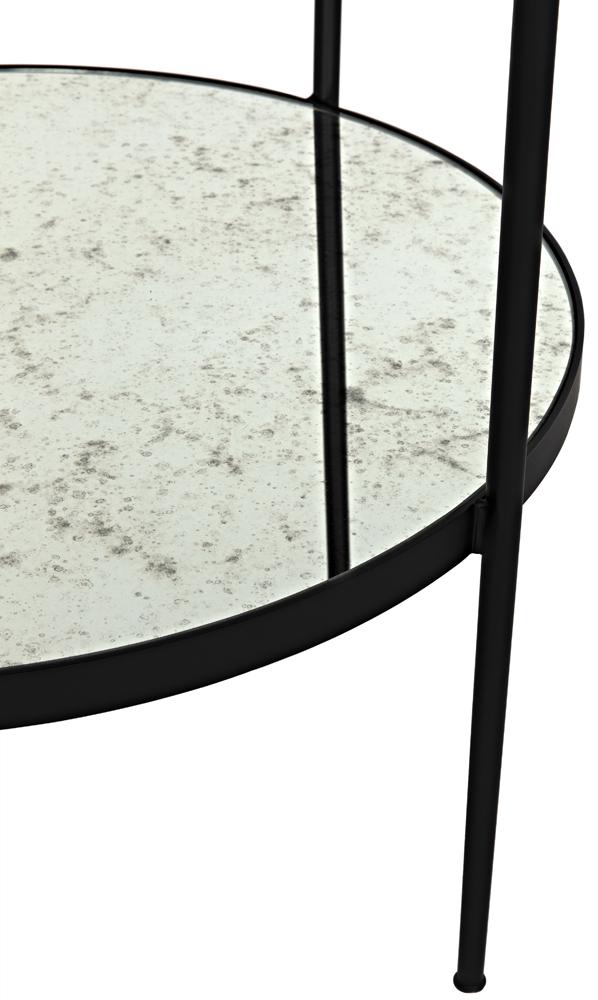NOIR Anna Side Table Black Iron with Antiqued Mirror