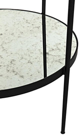 NOIR Anna Side Table Black Iron with Antiqued Mirror