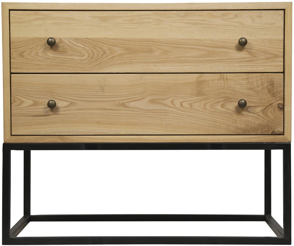 NOIR Downtown Side Table Elm and Black Iron